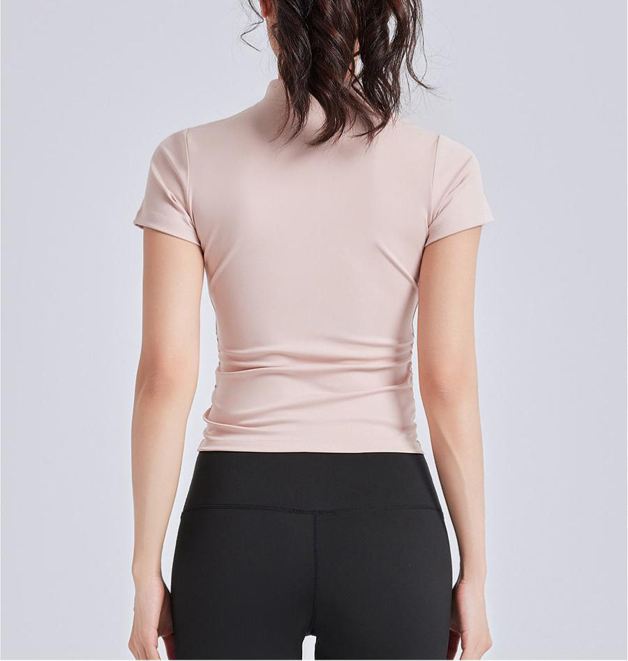 Lila Zen Chinese Style Button-Down Short-Sleeve Yoga Wear