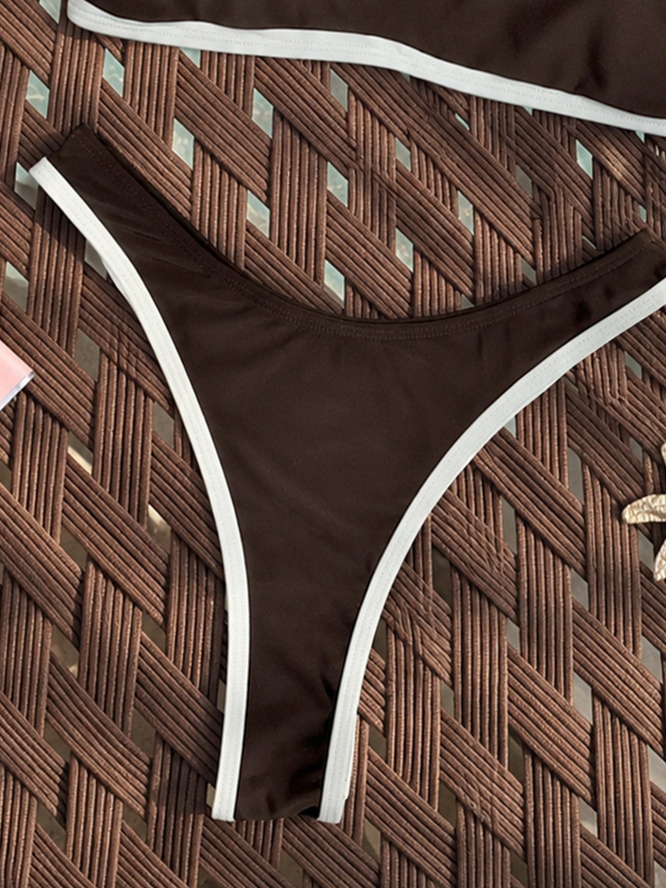 Lila Zen Contrast Trim Convertible Bandeau Bikini Set
