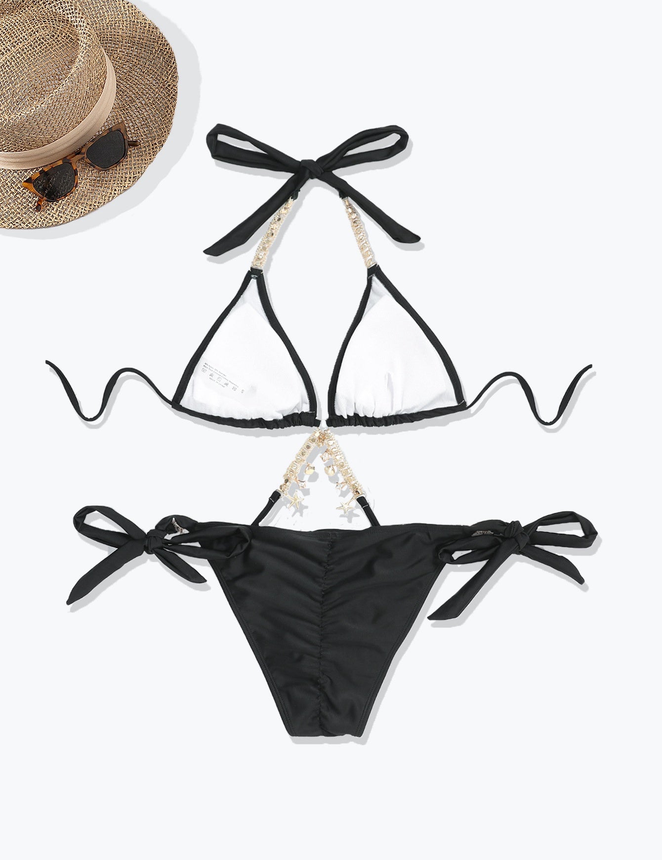 Jeweled Chain Triangle Bikini Set
