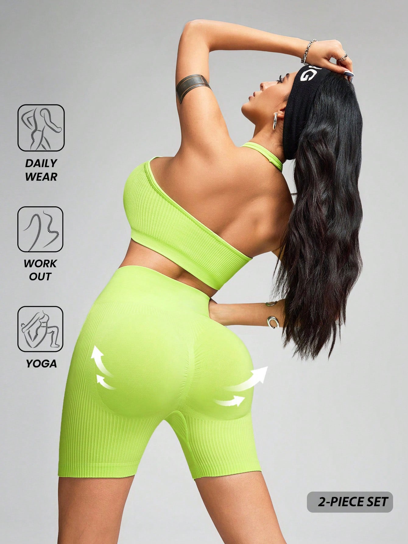 Lila Zen Crisscross Halter Ribbed Seamless Yoga Shorts Set