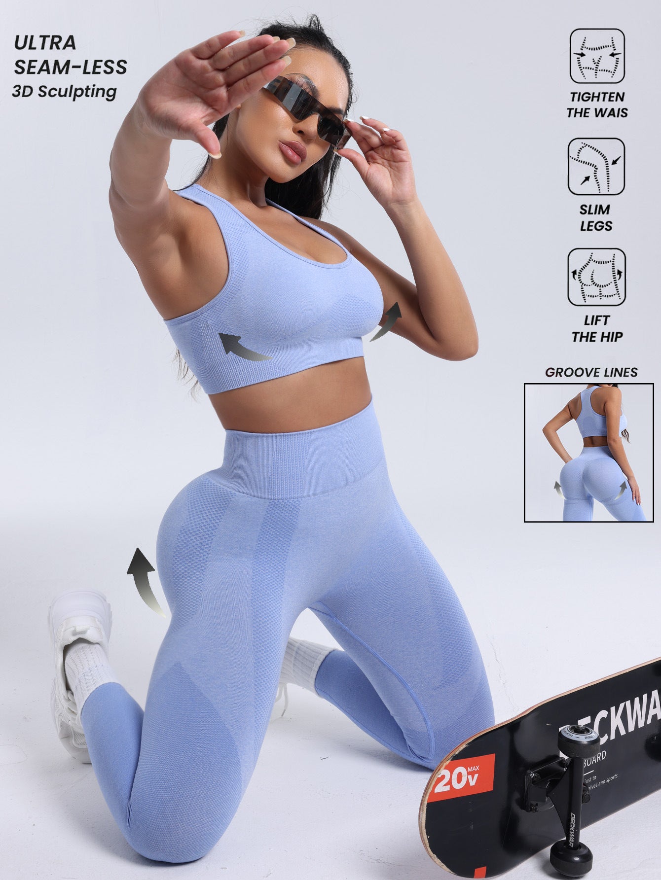 Lila Zen Seamless Sculpt Sports Bra & High-Waisted Leggings Set