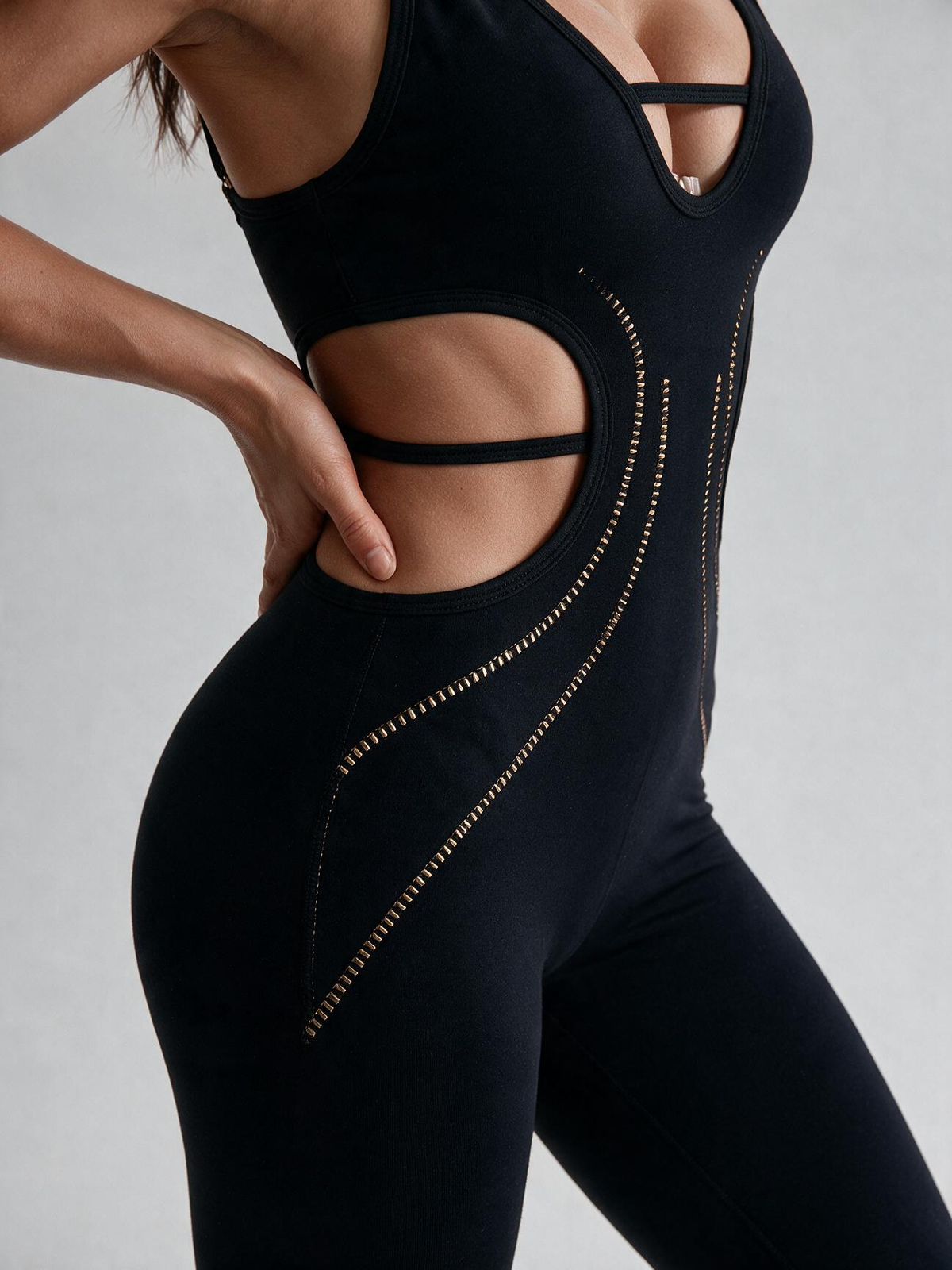Lila Zen Cross-Cut Cutout Waist-Exposing Hip-Lifting Yoga Jumpsuit