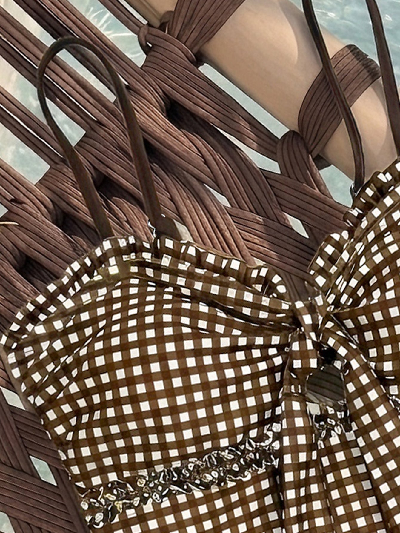 Gingham Ruffle Bow One-Piece Swimsuit