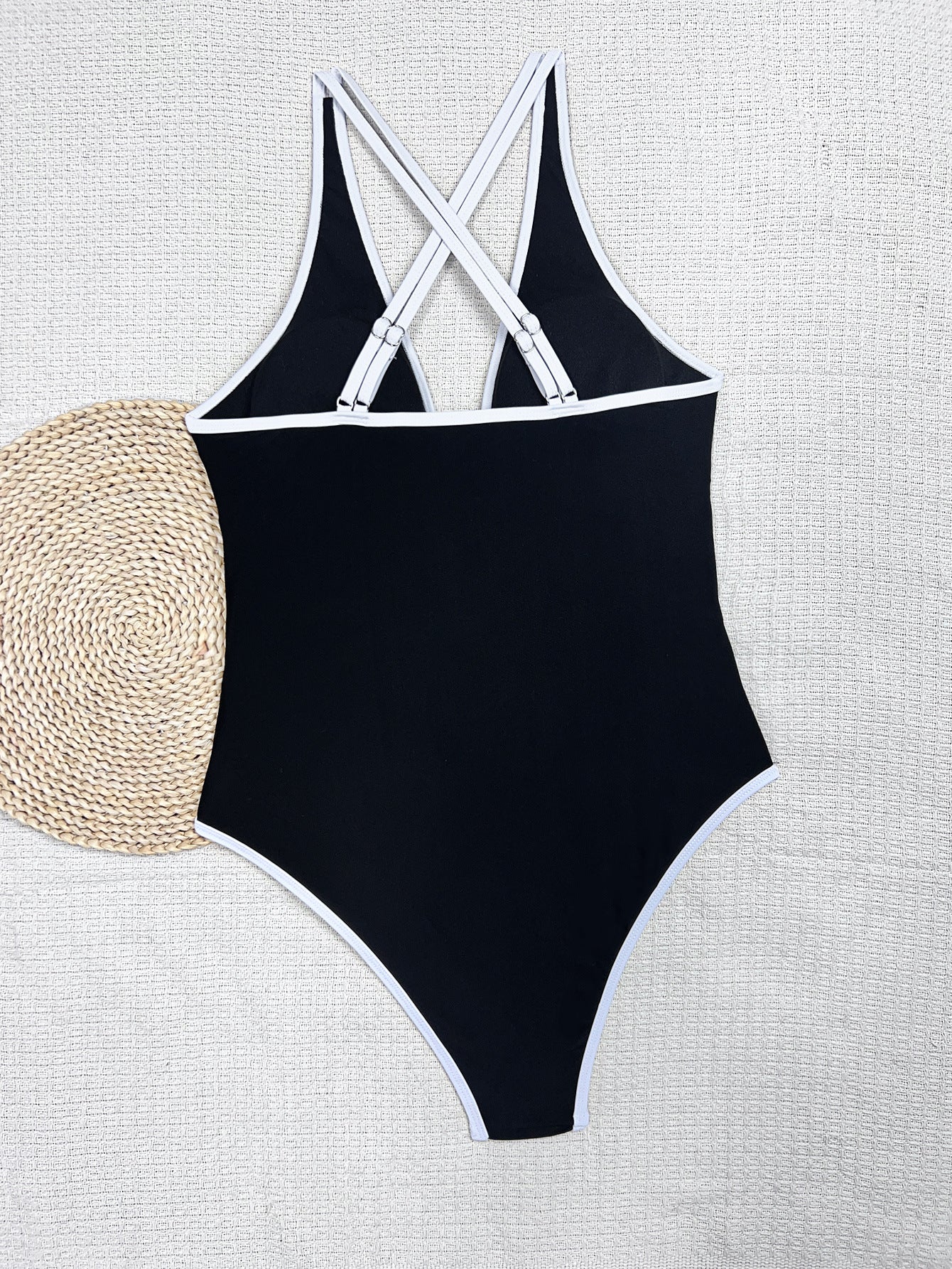 Lila Zen Contrast Trim Plunge U-Ring One-Piece Swimsuit
