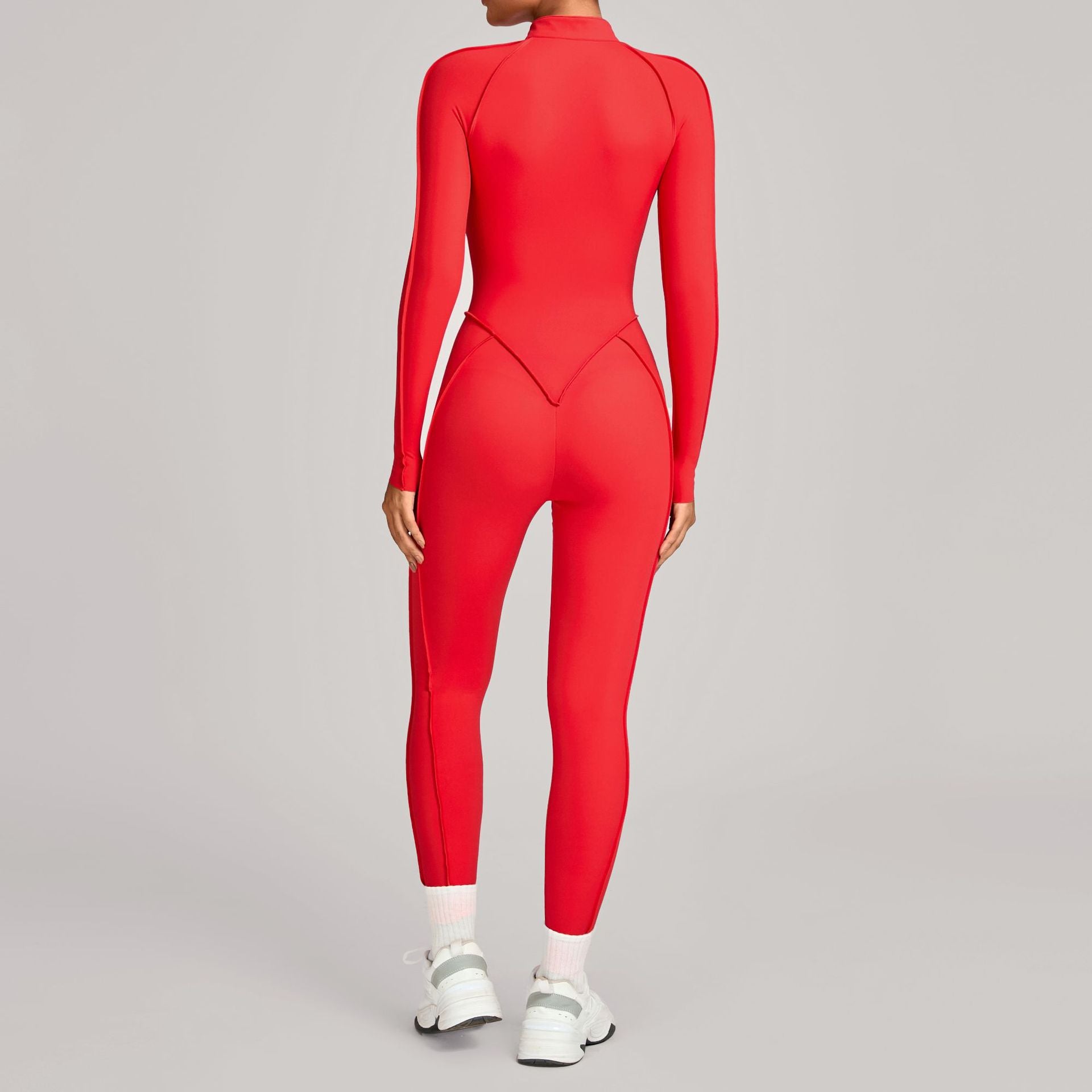Lila Zen Half-Zip Contour Sculpt Long Sleeve Yoga Jumpsuit