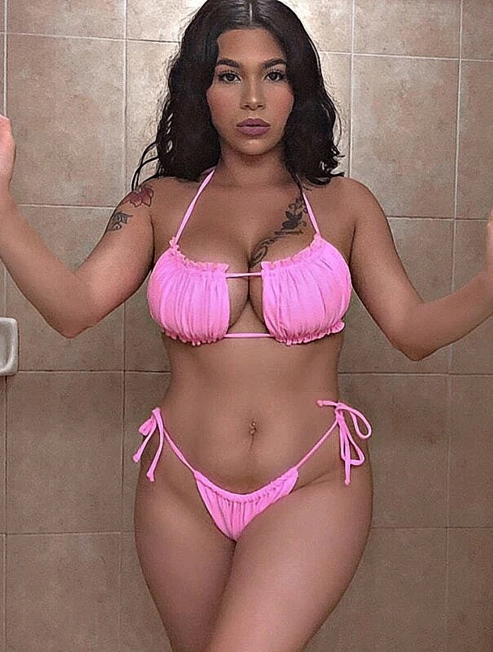 Marisol Ruched Bandeau Tie-Side Bikini Set