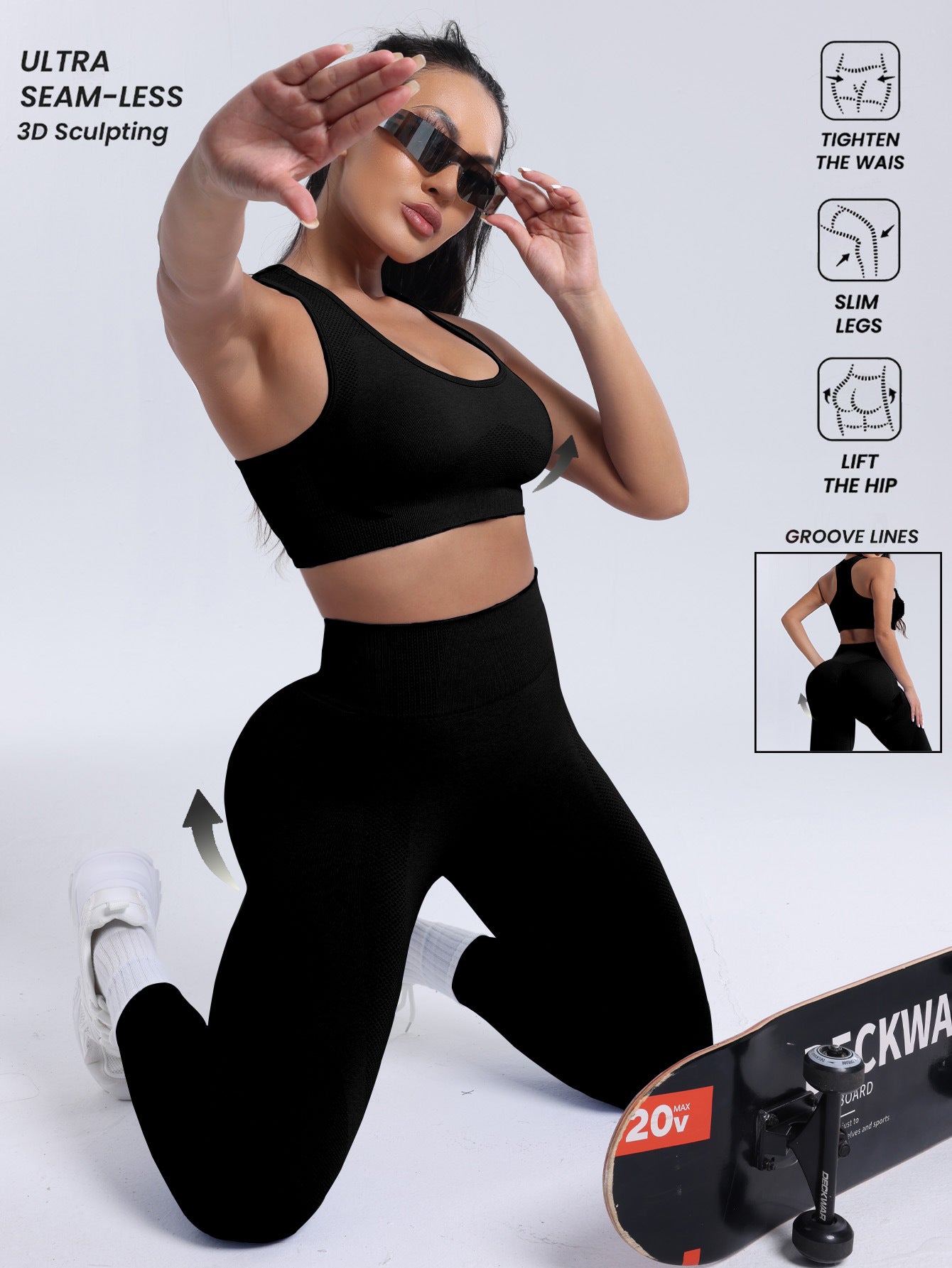 Lila Zen Seamless Sculpt Sports Bra & High-Waisted Leggings Set