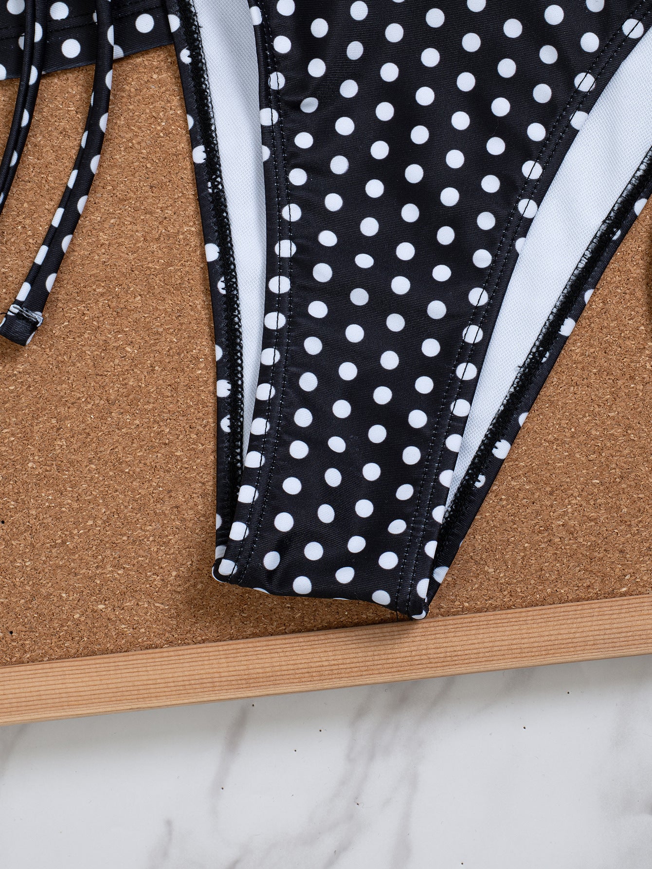 Polka Dot Ruffle Tie-Front Tankini Set