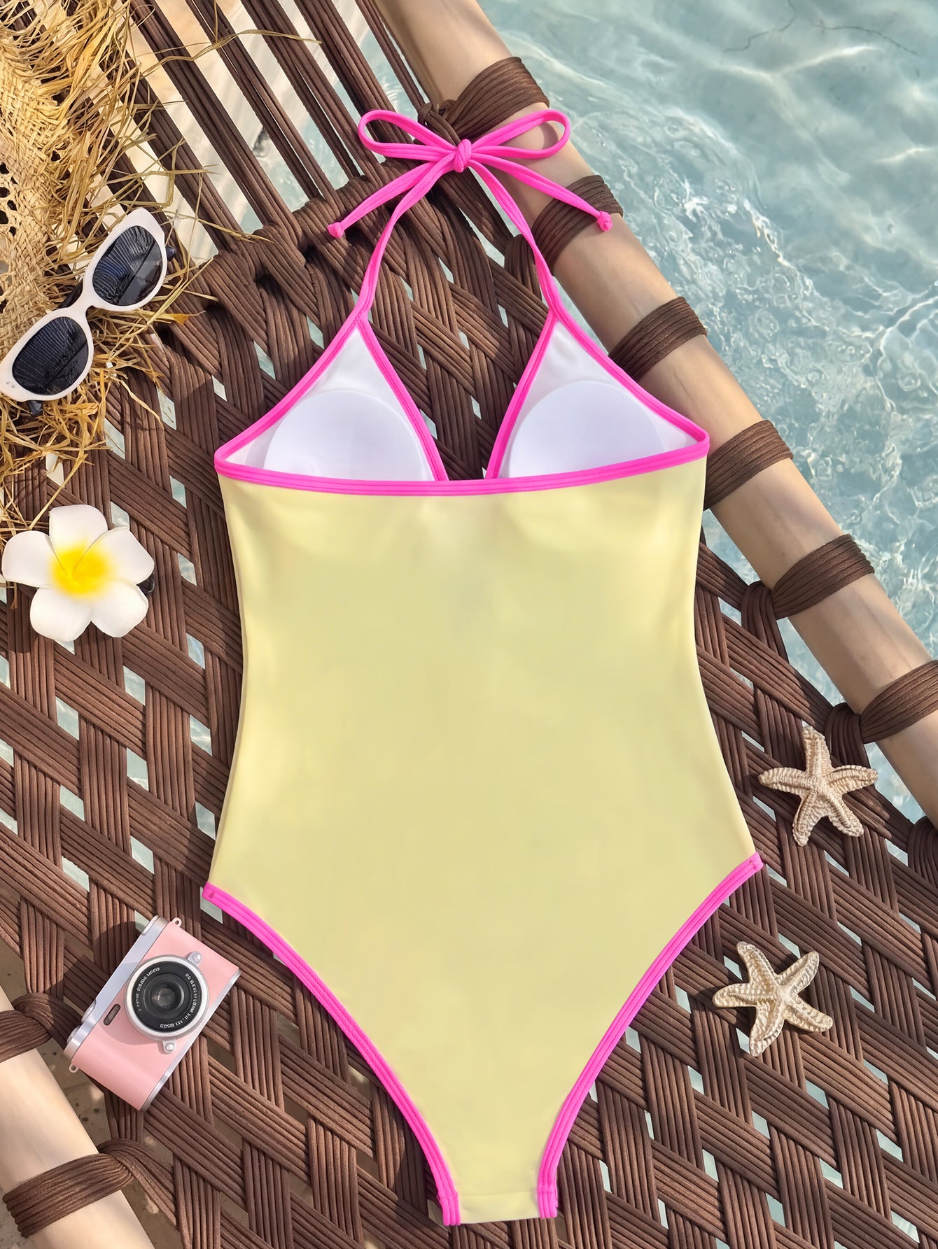 Contrast Trim Star Charm One-Piece Swimsuit