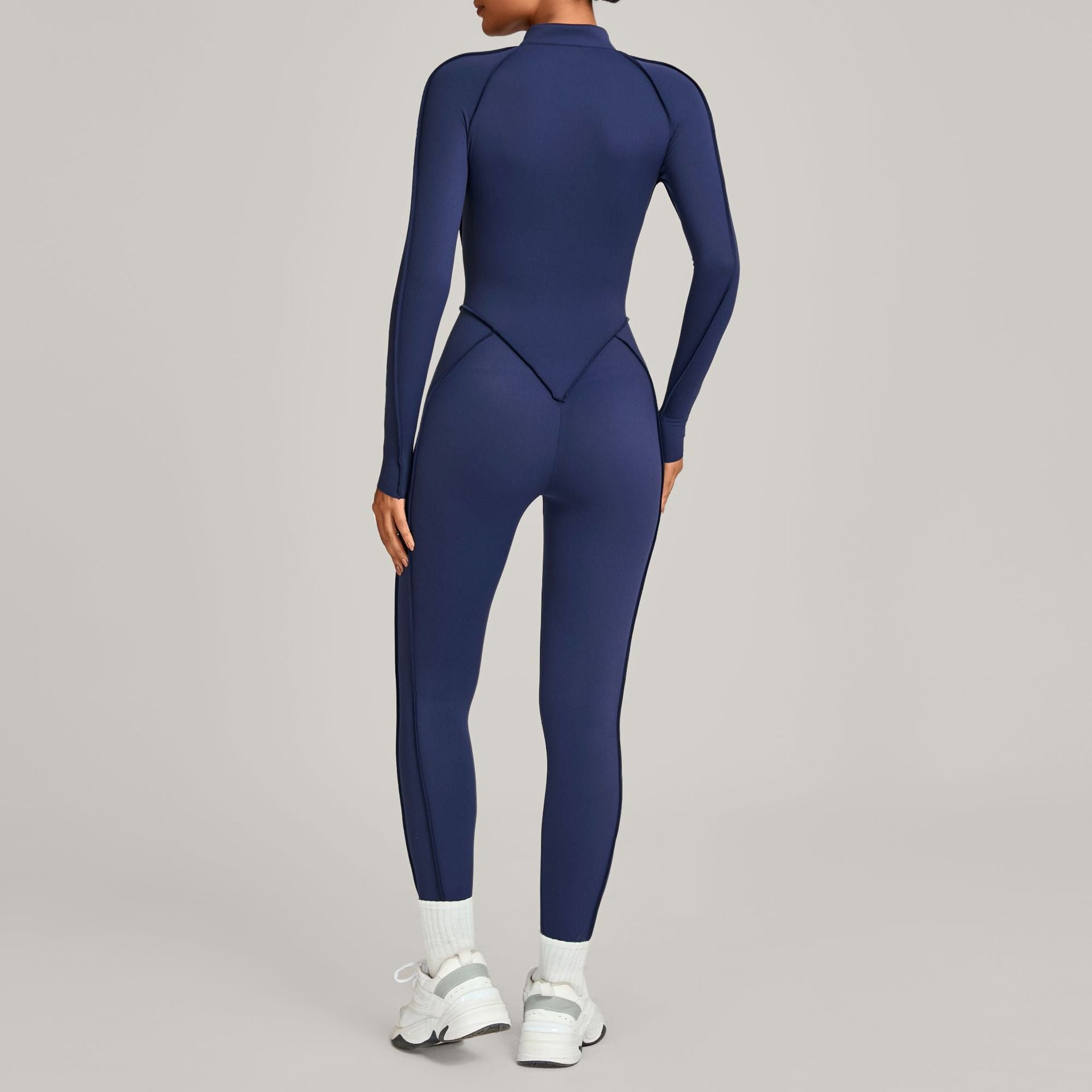 Lila Zen Half-Zip Contour Sculpt Long Sleeve Yoga Jumpsuit