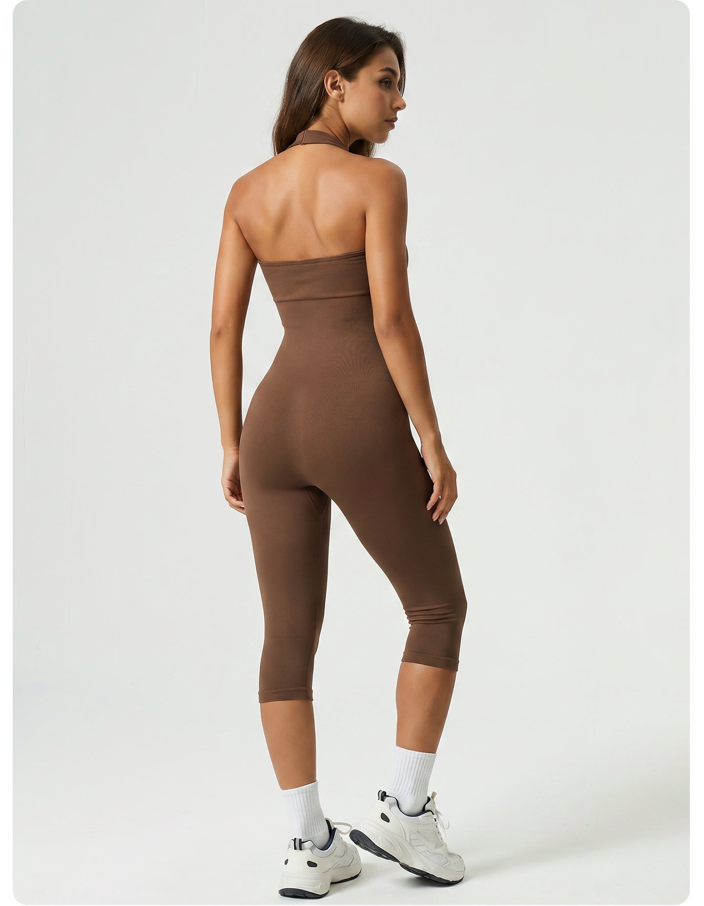 Halter Open Back Biker Short Unitard