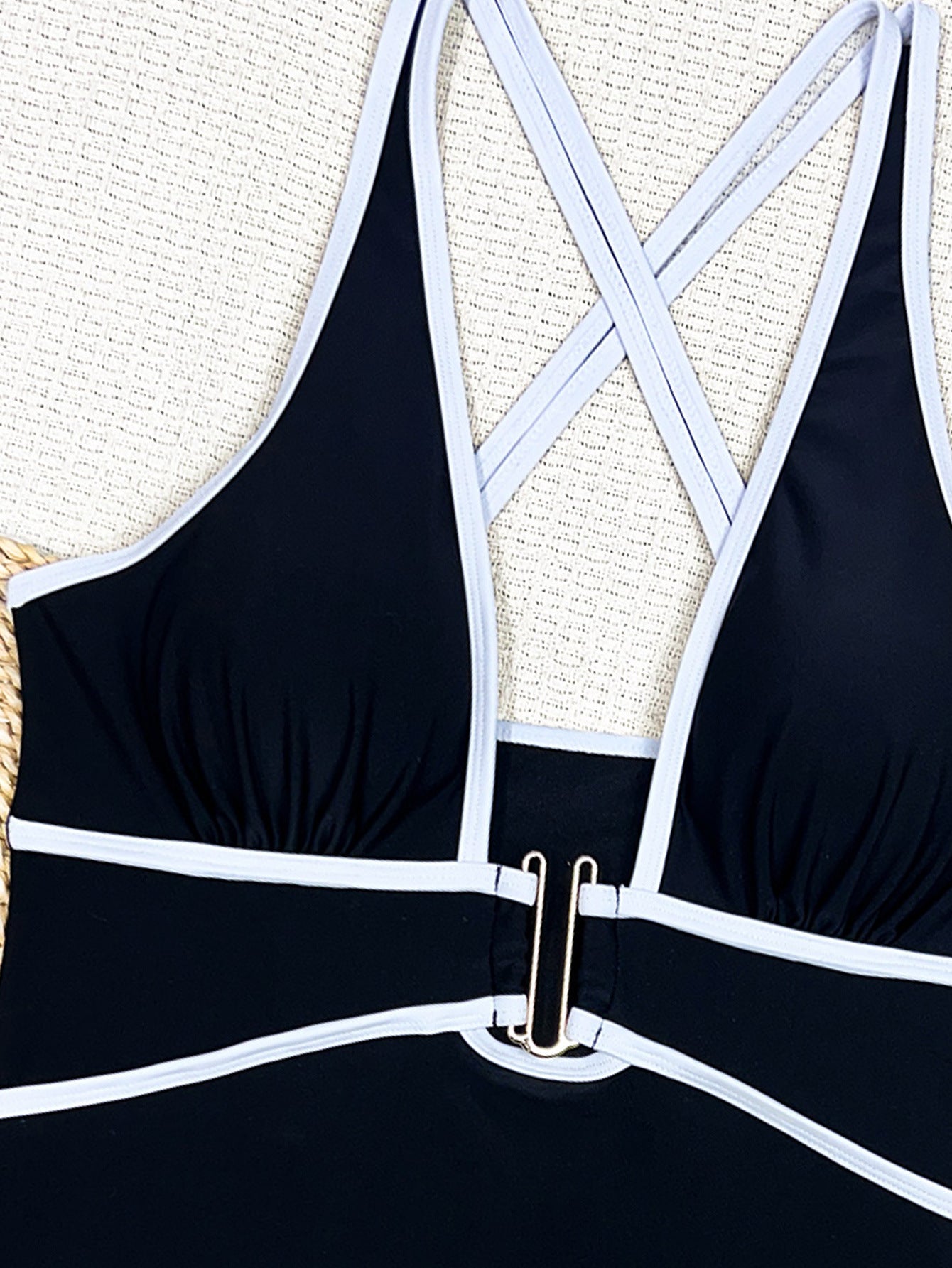 Lila Zen Contrast Trim Plunge U-Ring One-Piece Swimsuit