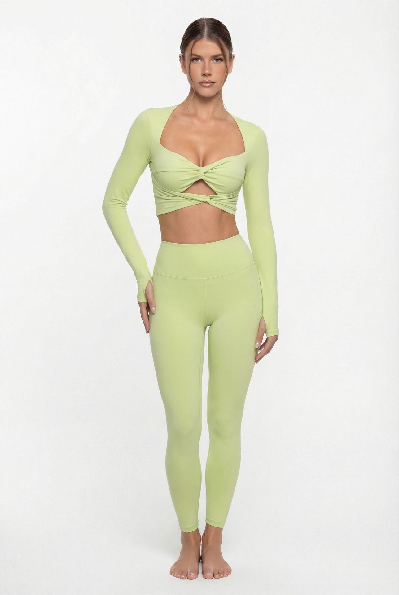 Lila Zen Twist-Front Cutout Long Sleeve Yoga Set