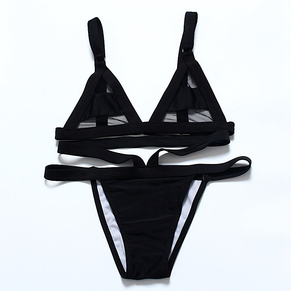 Nova Mesh Triangle Cross-Strap Bikini Set