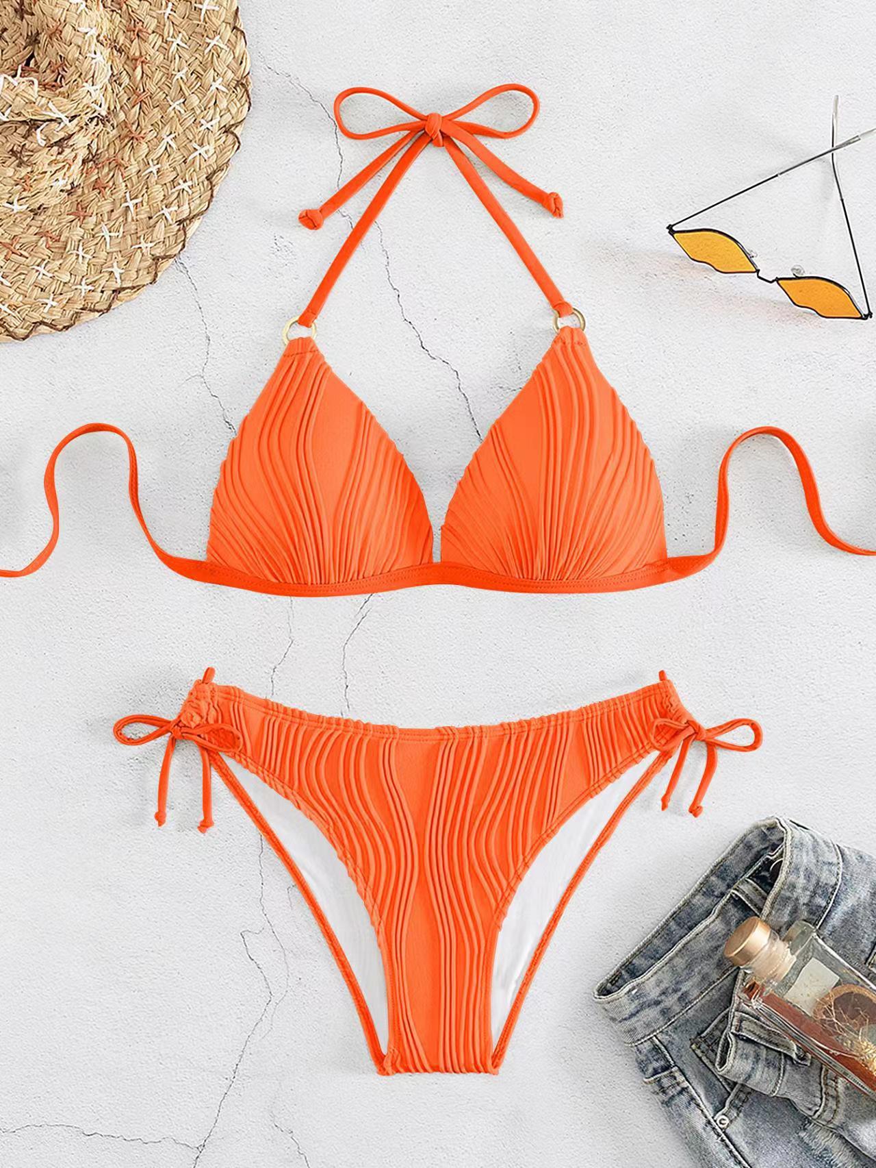 Ribbed Push-Up Halter Bikini Set