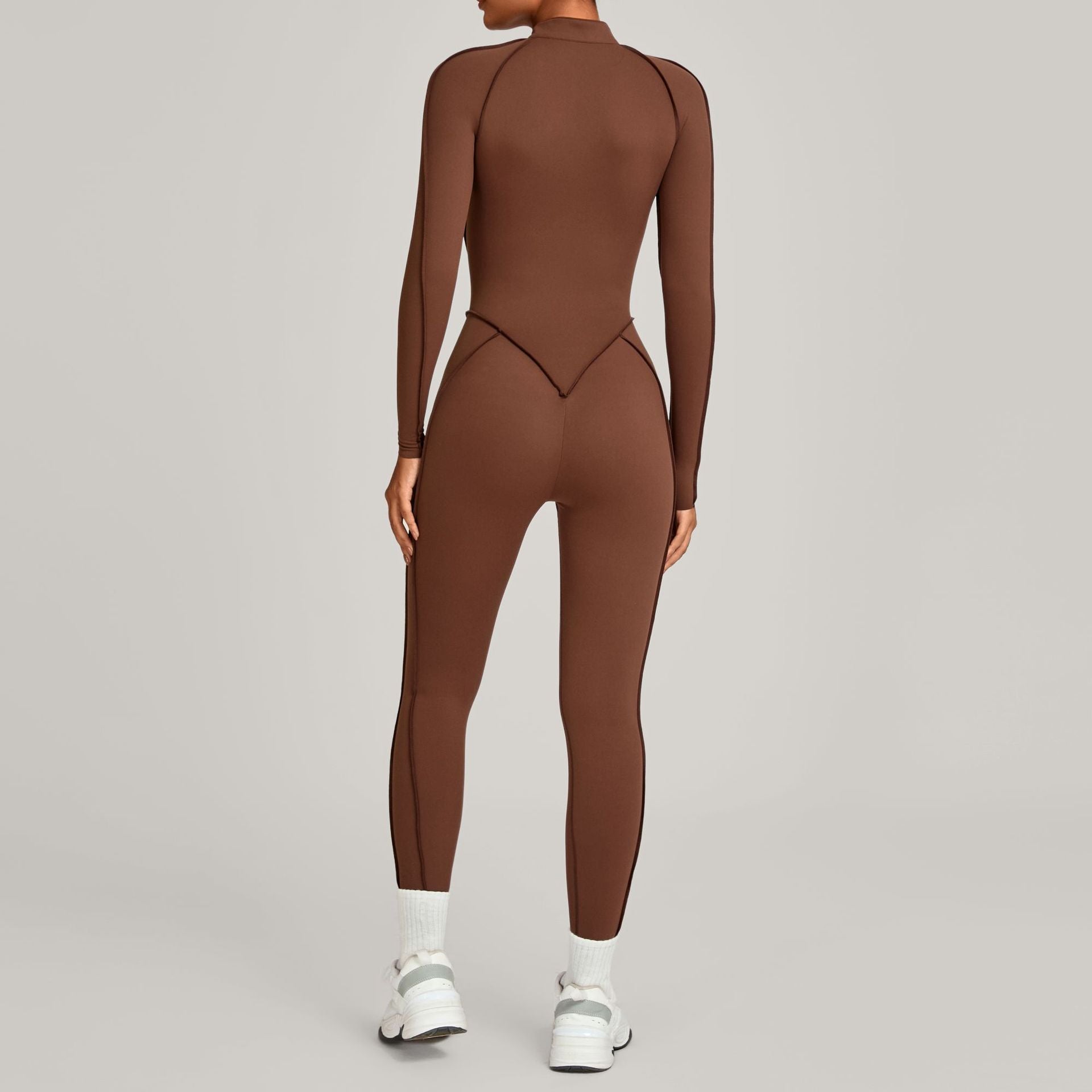 Lila Zen Half-Zip Contour Sculpt Long Sleeve Yoga Jumpsuit