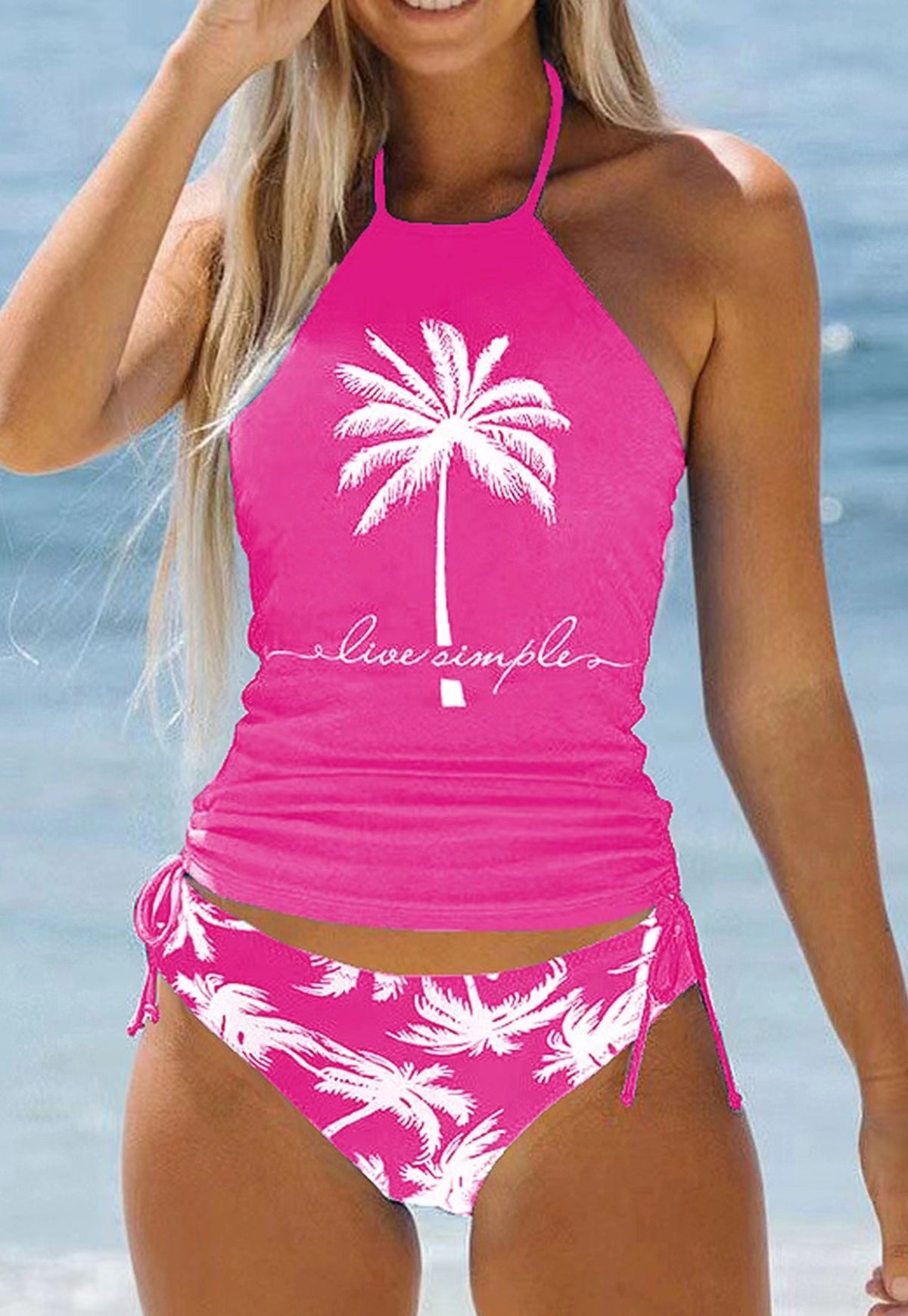 Ruched Halter Tankini Set