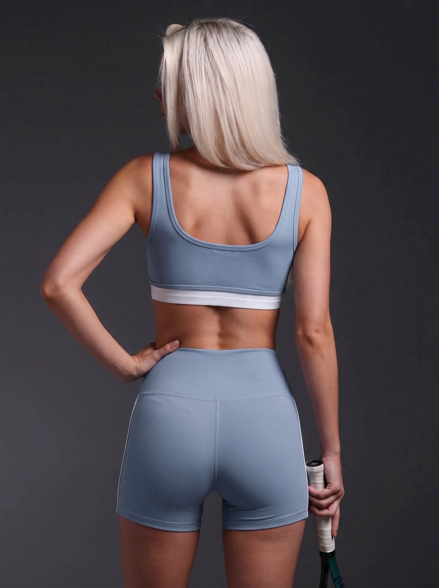 Lila Zen Contrast Trim Sports Bra & High-Waisted Shorts Set