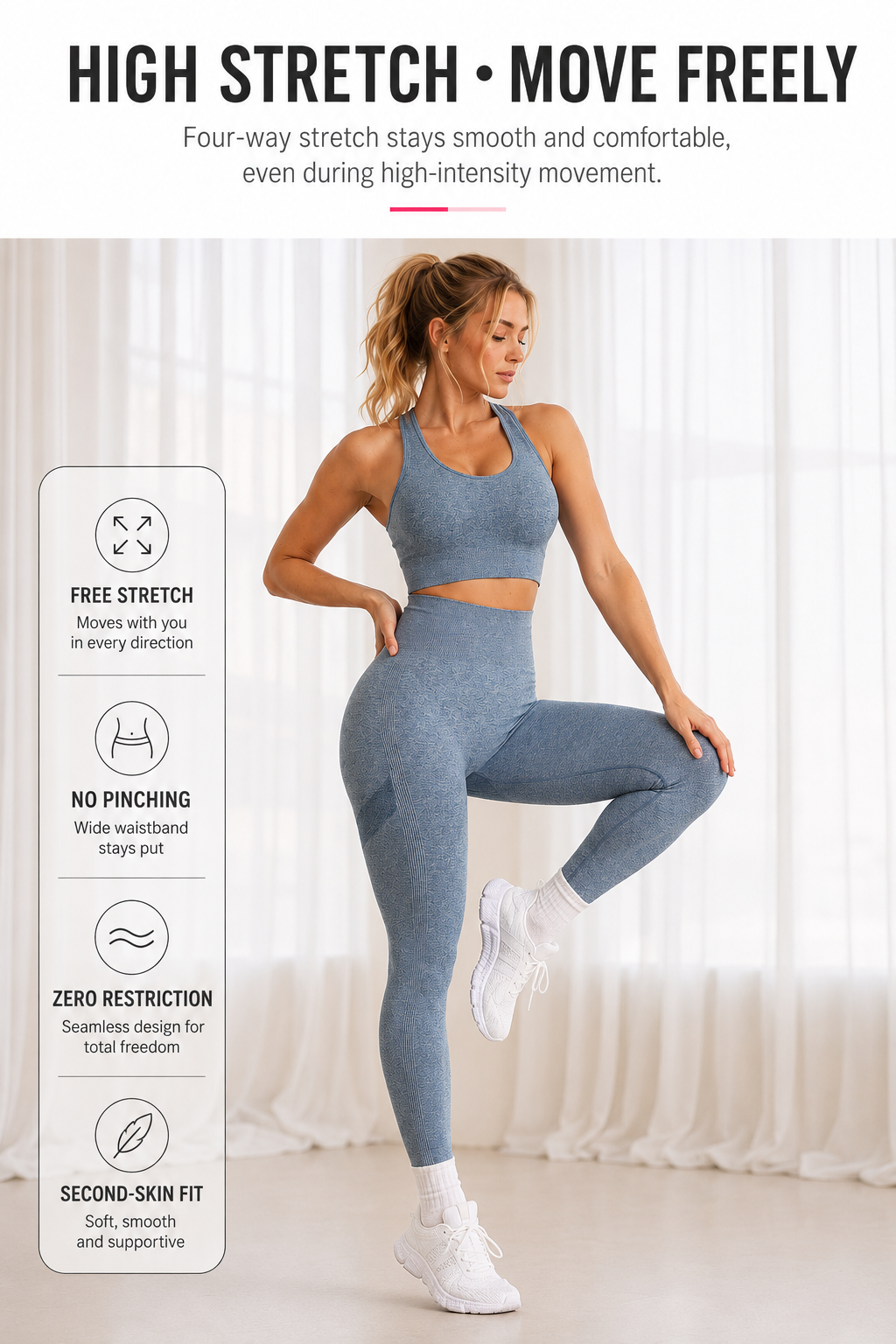 Lila Zen Seamless Sculpt Racerback Sports Bra & High-Waisted Leggings Set
