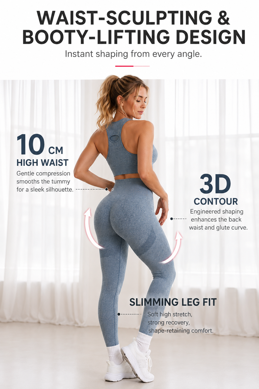Lila Zen Seamless Sculpt Racerback Sports Bra & High-Waisted Leggings Set