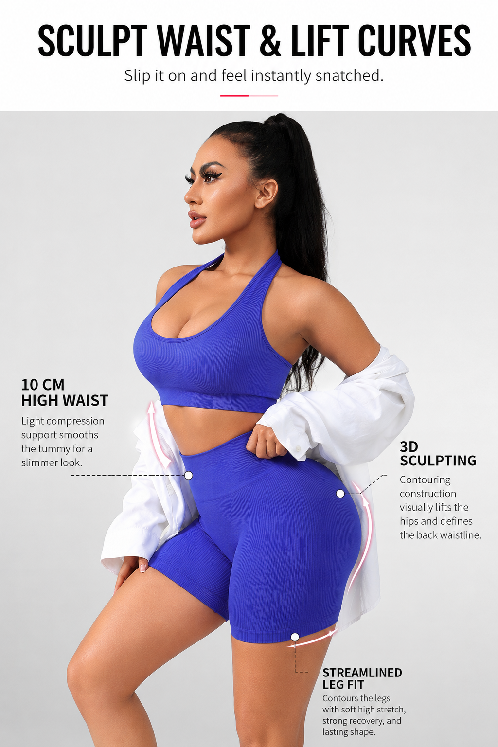 Lila Zen Seamless Halter Sports Bra & High-Waisted Biker Shorts Set