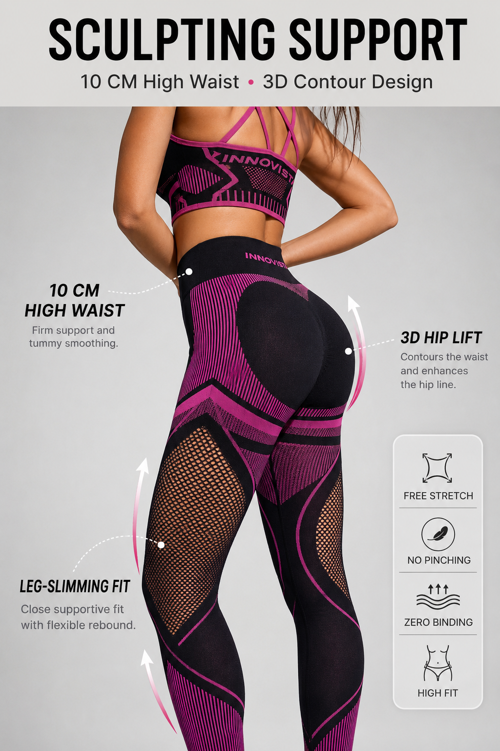 Lila Zen Seamless Mesh Panel Sports Bra & High-Waisted Leggings Set