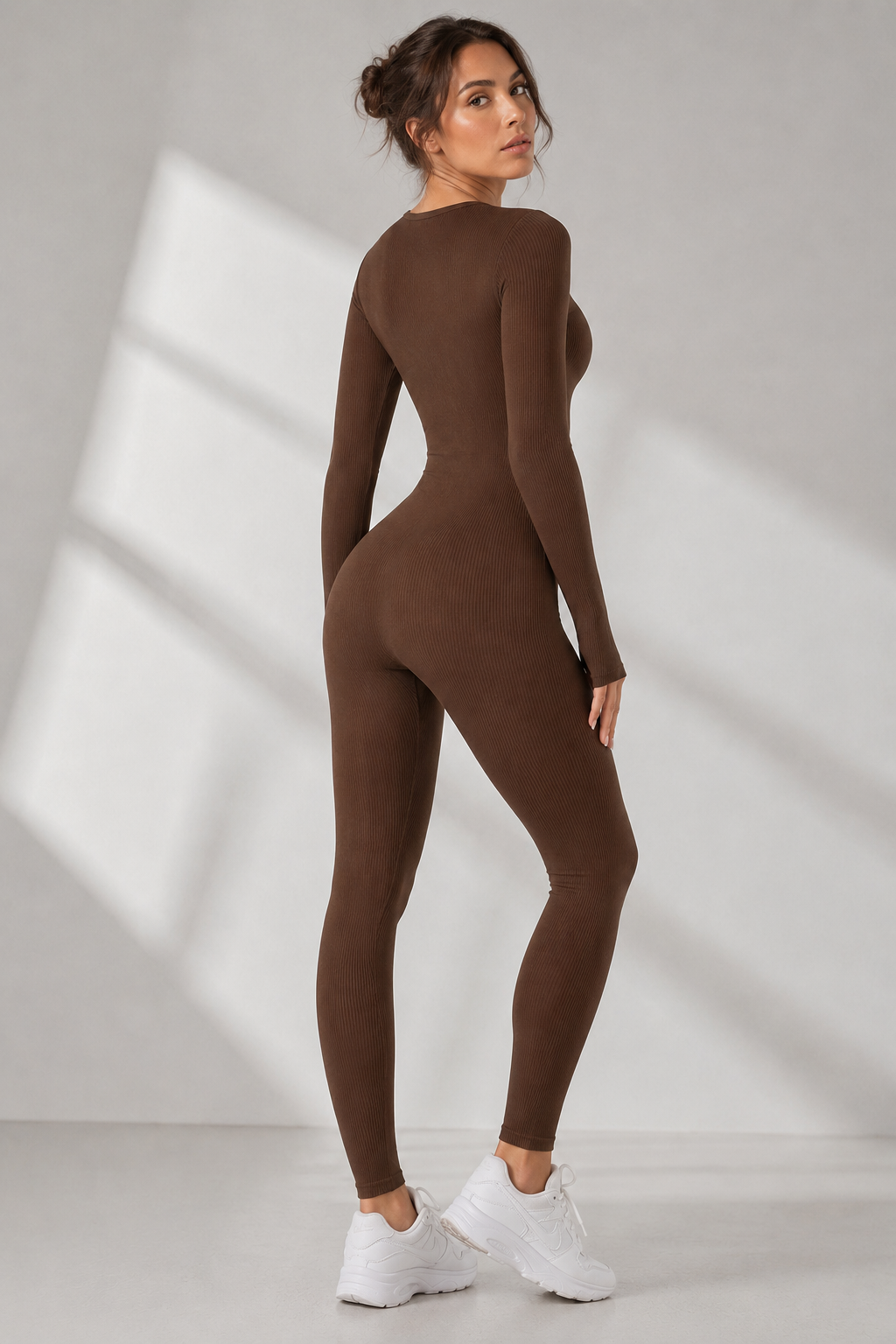 Lila Zen Ribbed Seamless Sculpt Long Sleeve Yoga Jumpsuit