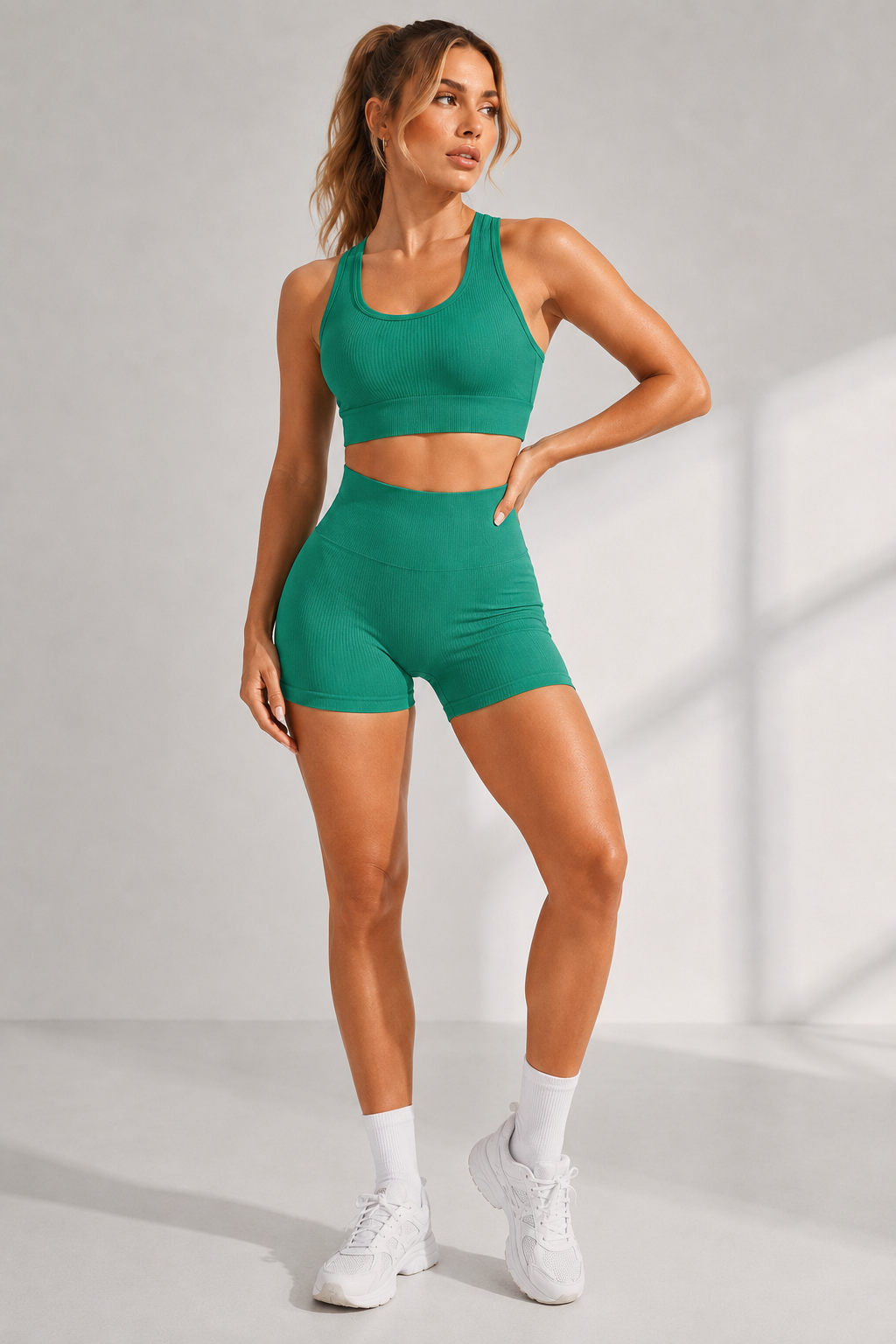 Lila Zen Seamless Racerback Sports Bra & High-Waisted Shorts Set