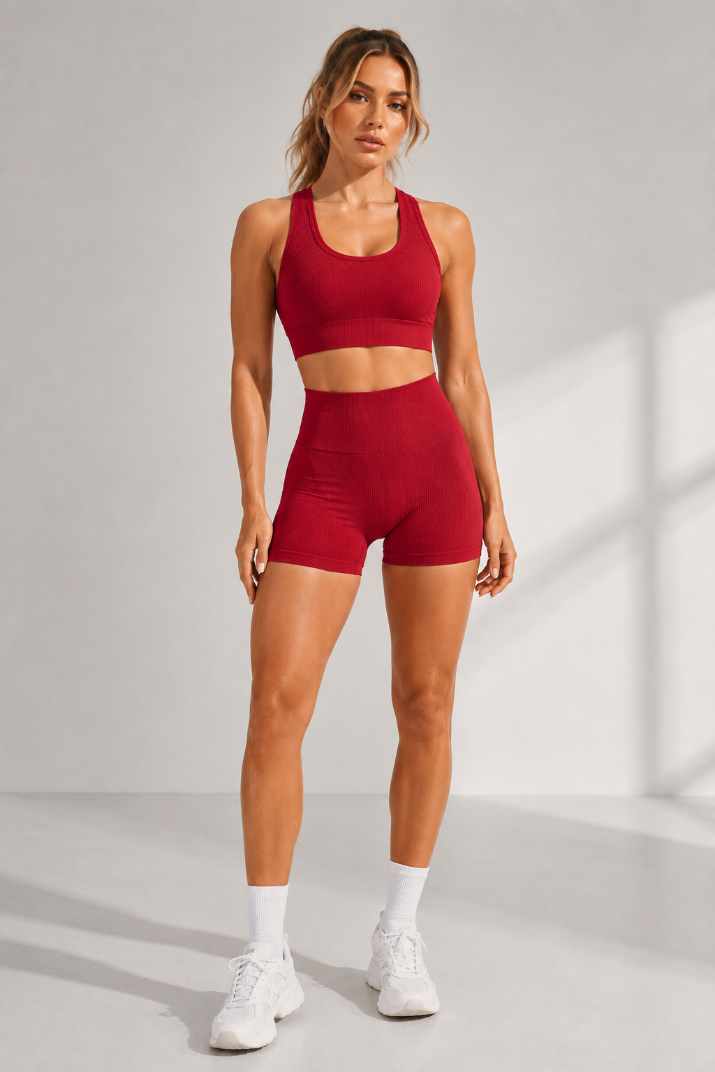 Lila Zen Seamless Racerback Sports Bra & High-Waisted Shorts Set