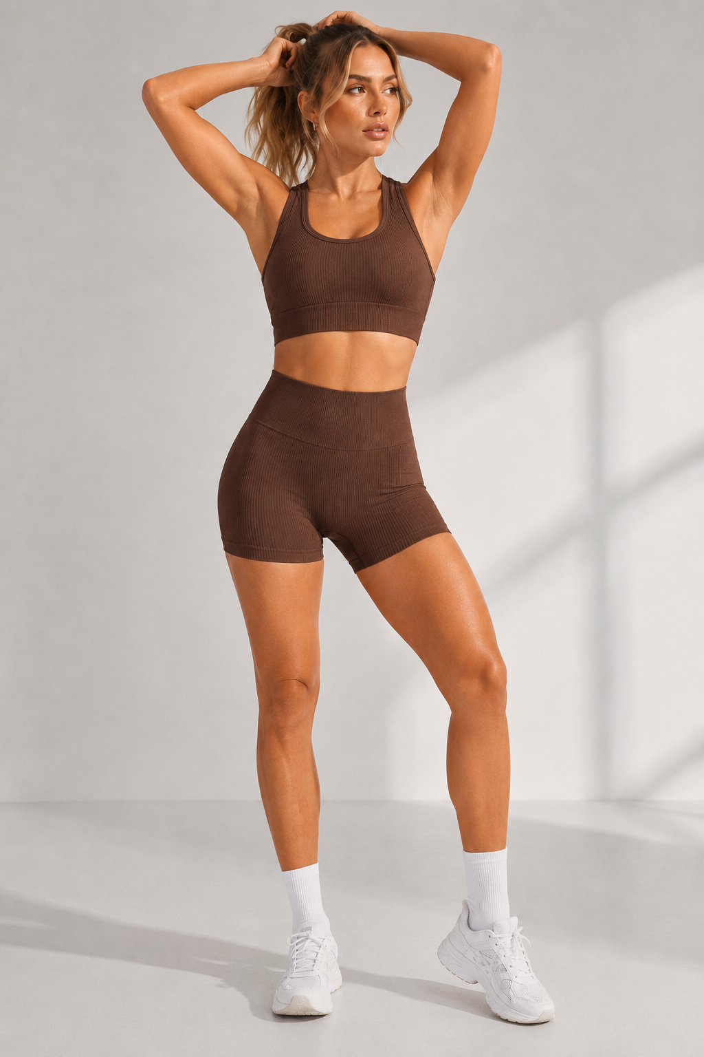 Lila Zen Seamless Racerback Sports Bra & High-Waisted Shorts Set