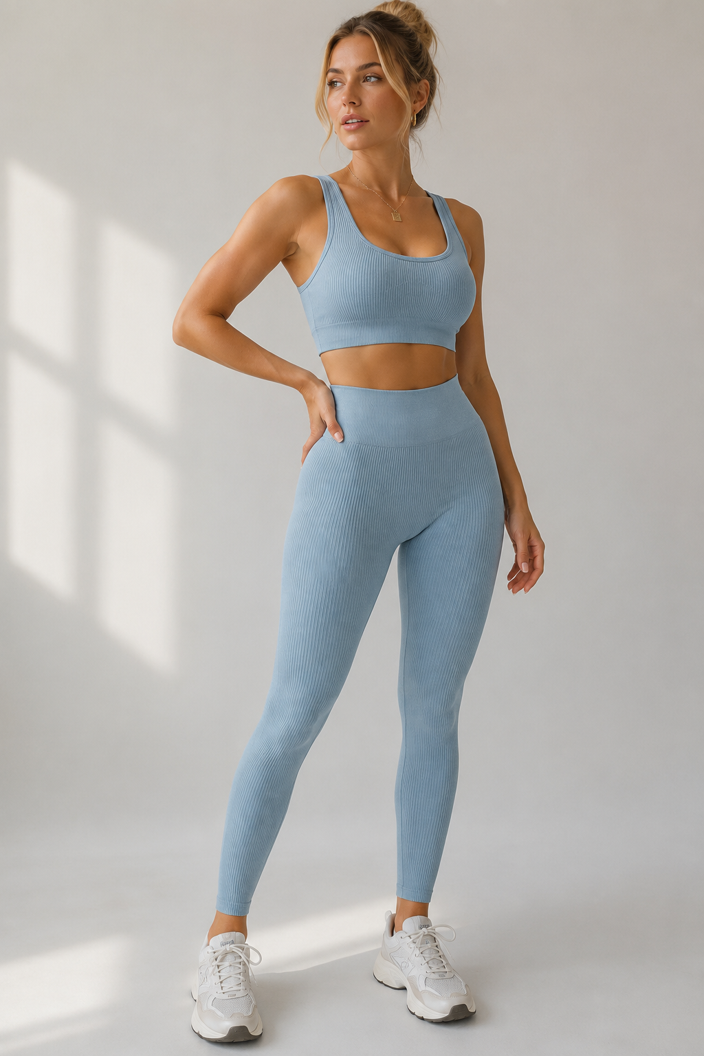 Lila Zen Seamless Ribbed Sculpt Crop Top & Scrunch Leggings Set
