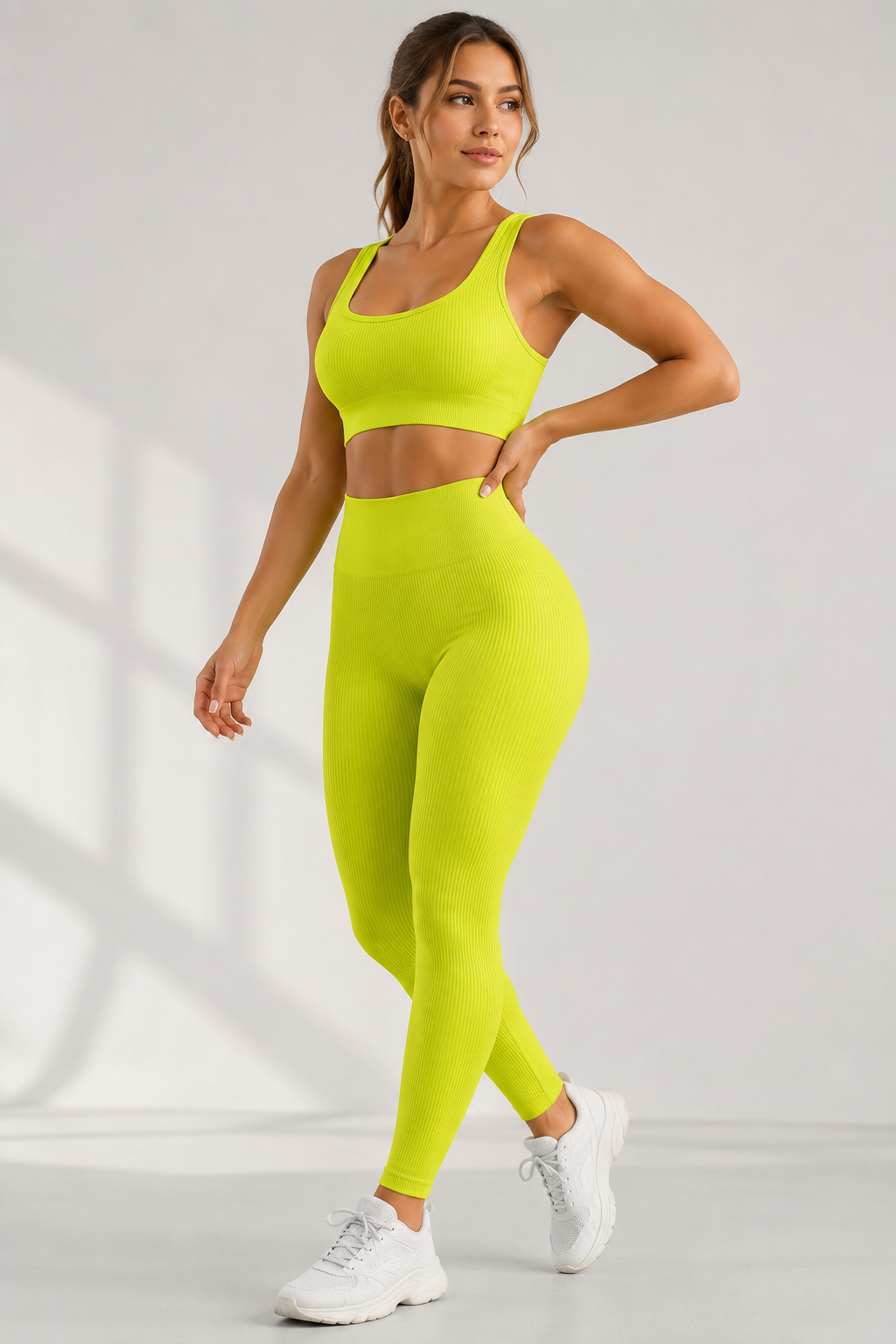 Lila Zen Seamless Ribbed Sculpt Crop Top & Scrunch Leggings Set