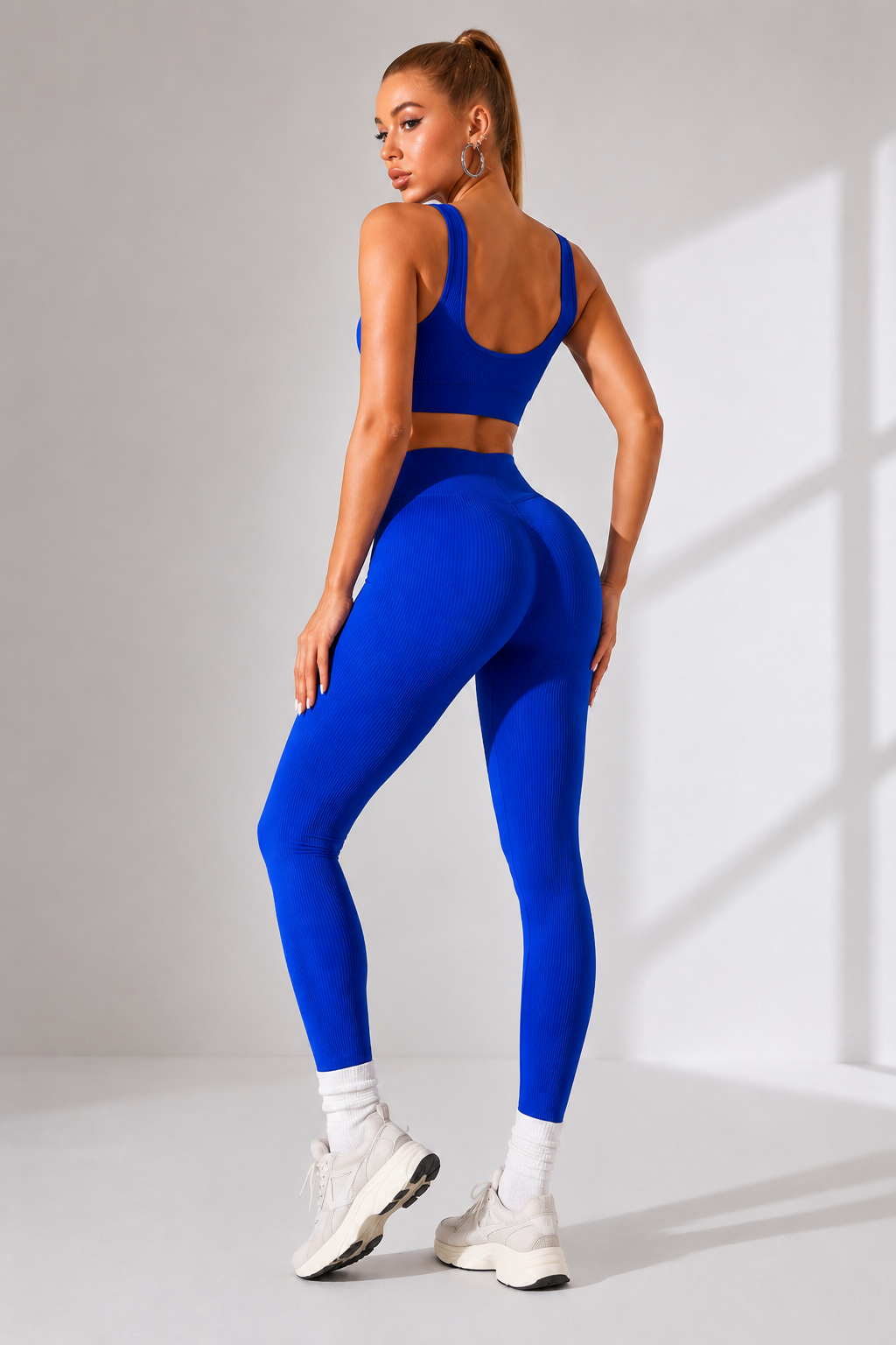 Lila Zen Seamless Ribbed Sculpt Crop Top & Scrunch Leggings Set