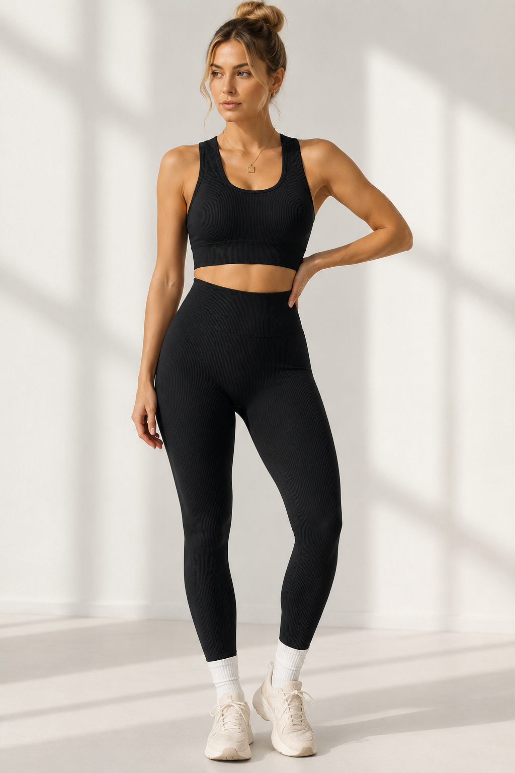 Lila Zen Cross-Back Seamless Crop Top & Scrunch Leggings Set