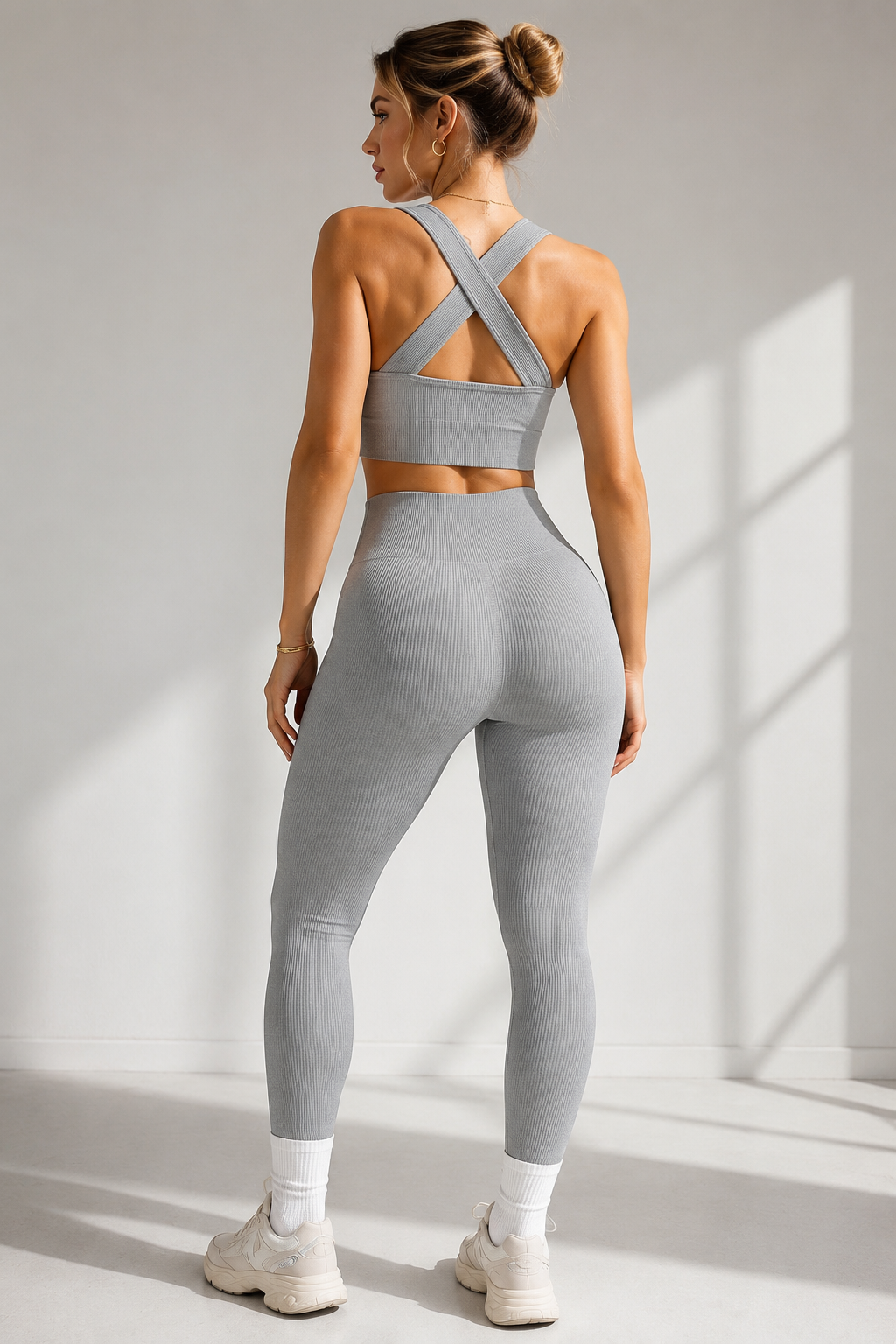 Lila Zen Cross-Back Seamless Crop Top & Scrunch Leggings Set