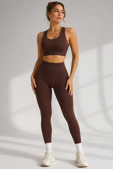Lila Zen Cross-Back Seamless Crop Top & Scrunch Leggings Set