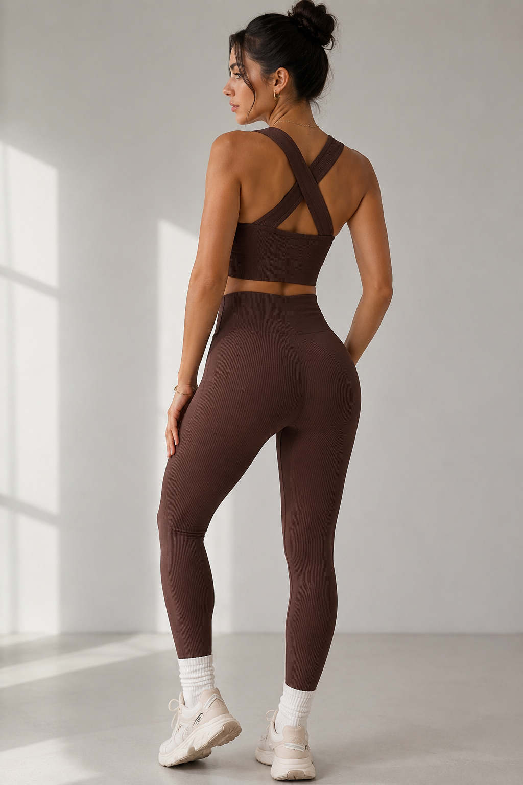 Lila Zen Cross-Back Seamless Crop Top & Scrunch Leggings Set