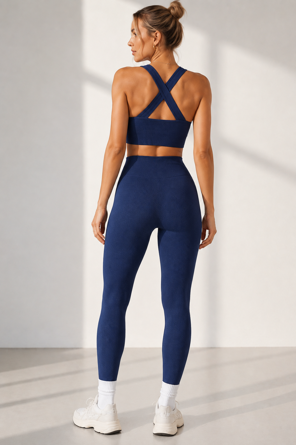 Lila Zen Cross-Back Seamless Crop Top & Scrunch Leggings Set