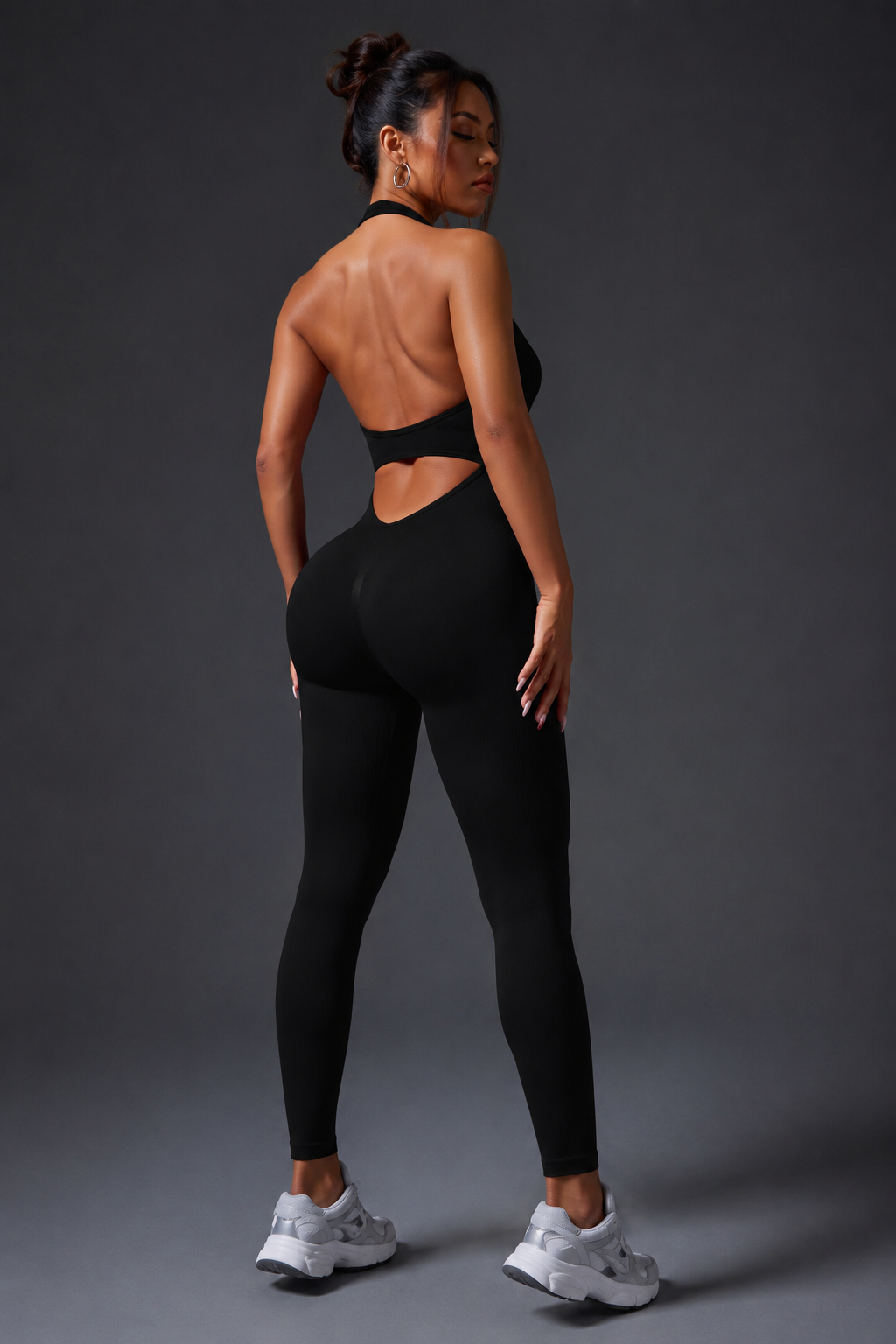 Lila Zen Halter Open-Back Seamless Sculpt Yoga Jumpsuit