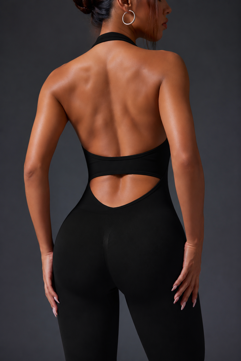 Lila Zen Halter Open-Back Seamless Sculpt Yoga Jumpsuit