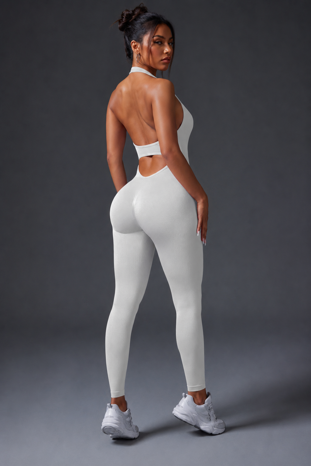 Lila Zen Halter Open-Back Seamless Sculpt Yoga Jumpsuit