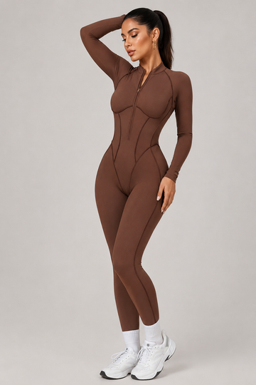 Lila Zen Half-Zip Contour Sculpt Long Sleeve Jumpsuit