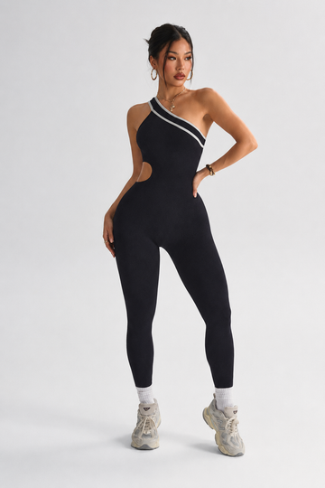 Lila Zen One-Shoulder Cutout Sculpt Yoga Jumpsuit