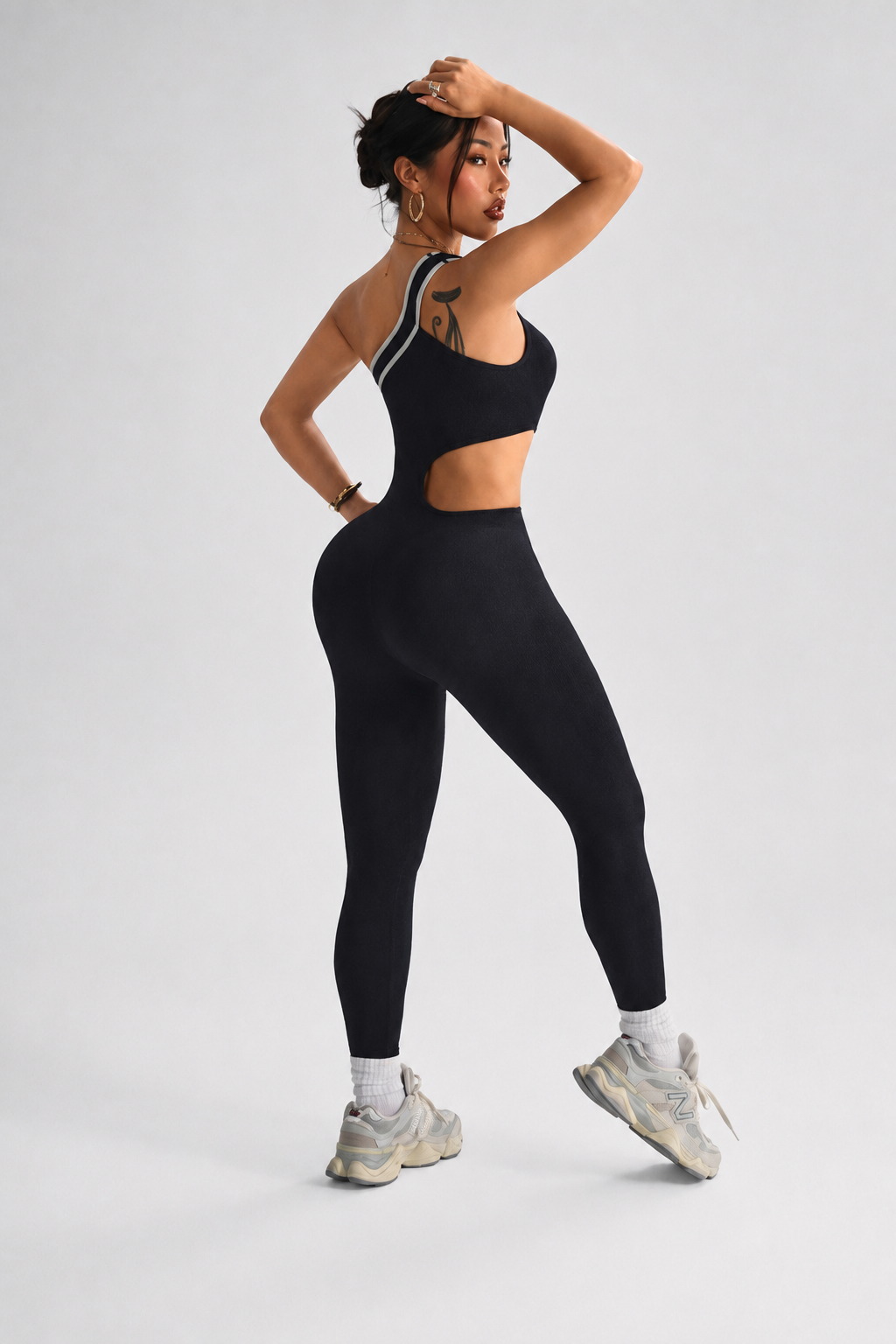 Lila Zen One-Shoulder Cutout Sculpt Yoga Jumpsuit