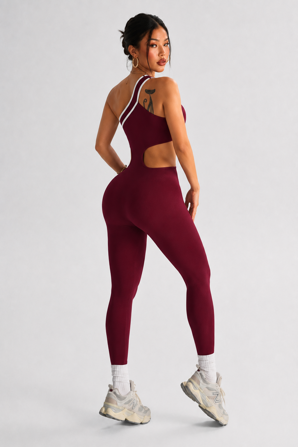 Lila Zen One-Shoulder Cutout Sculpt Yoga Jumpsuit