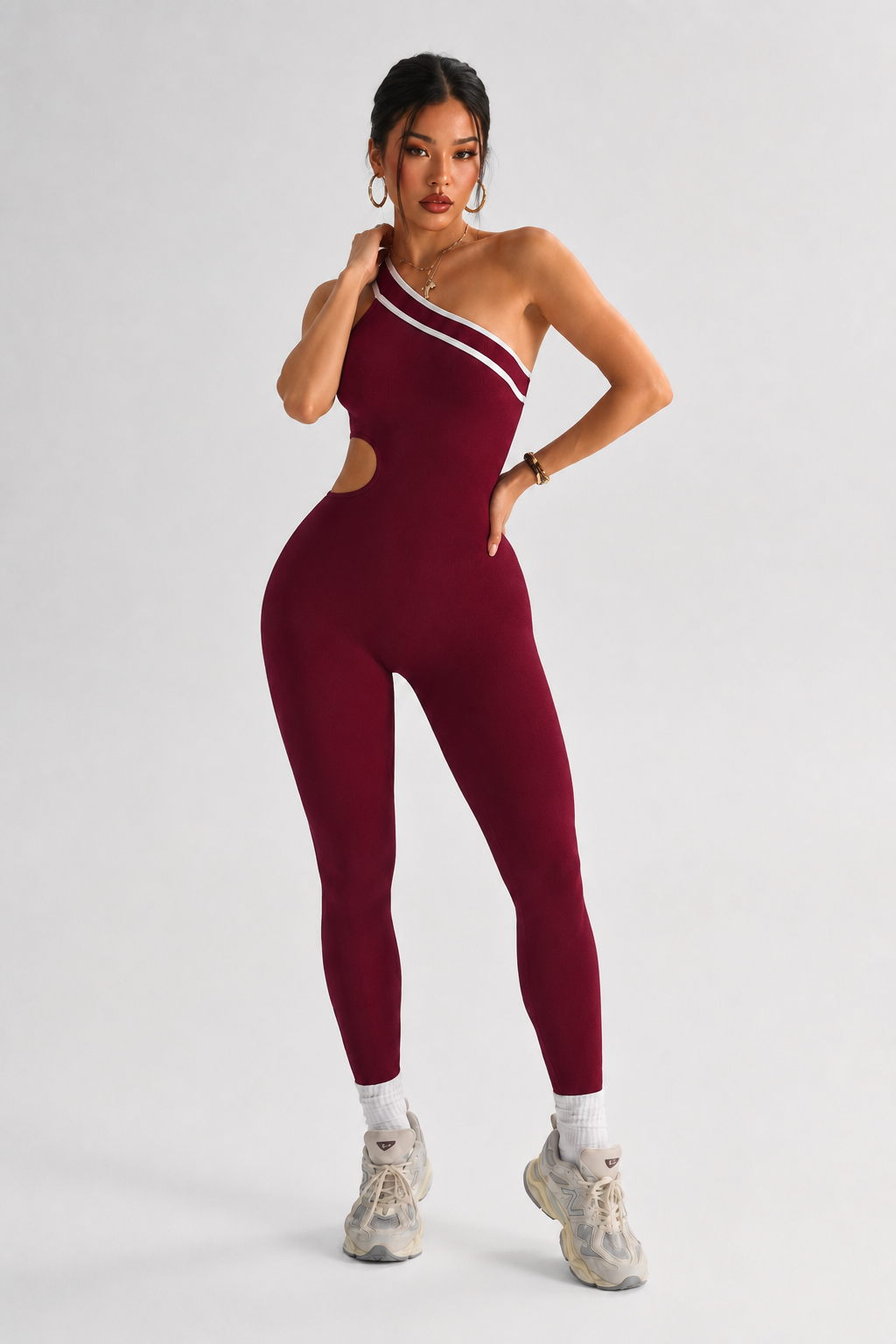 Lila Zen One-Shoulder Cutout Sculpt Yoga Jumpsuit