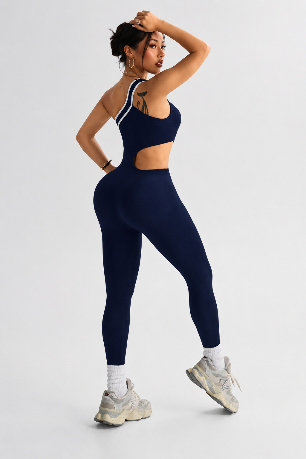 Lila Zen One-Shoulder Cutout Sculpt Yoga Jumpsuit