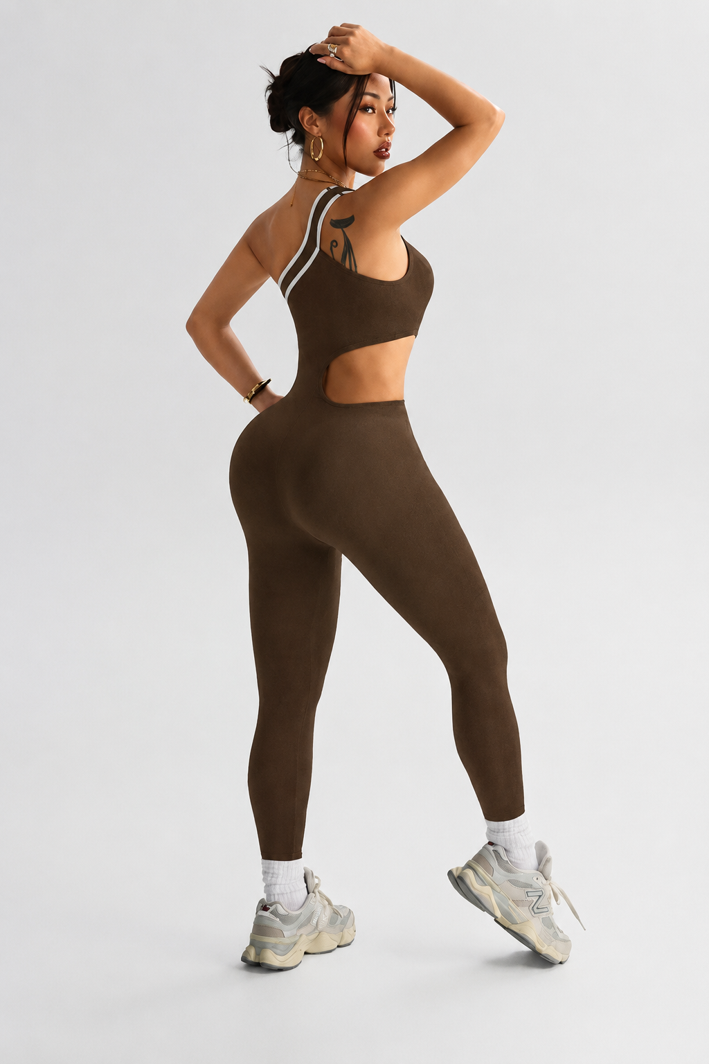 Lila Zen One-Shoulder Cutout Sculpt Yoga Jumpsuit