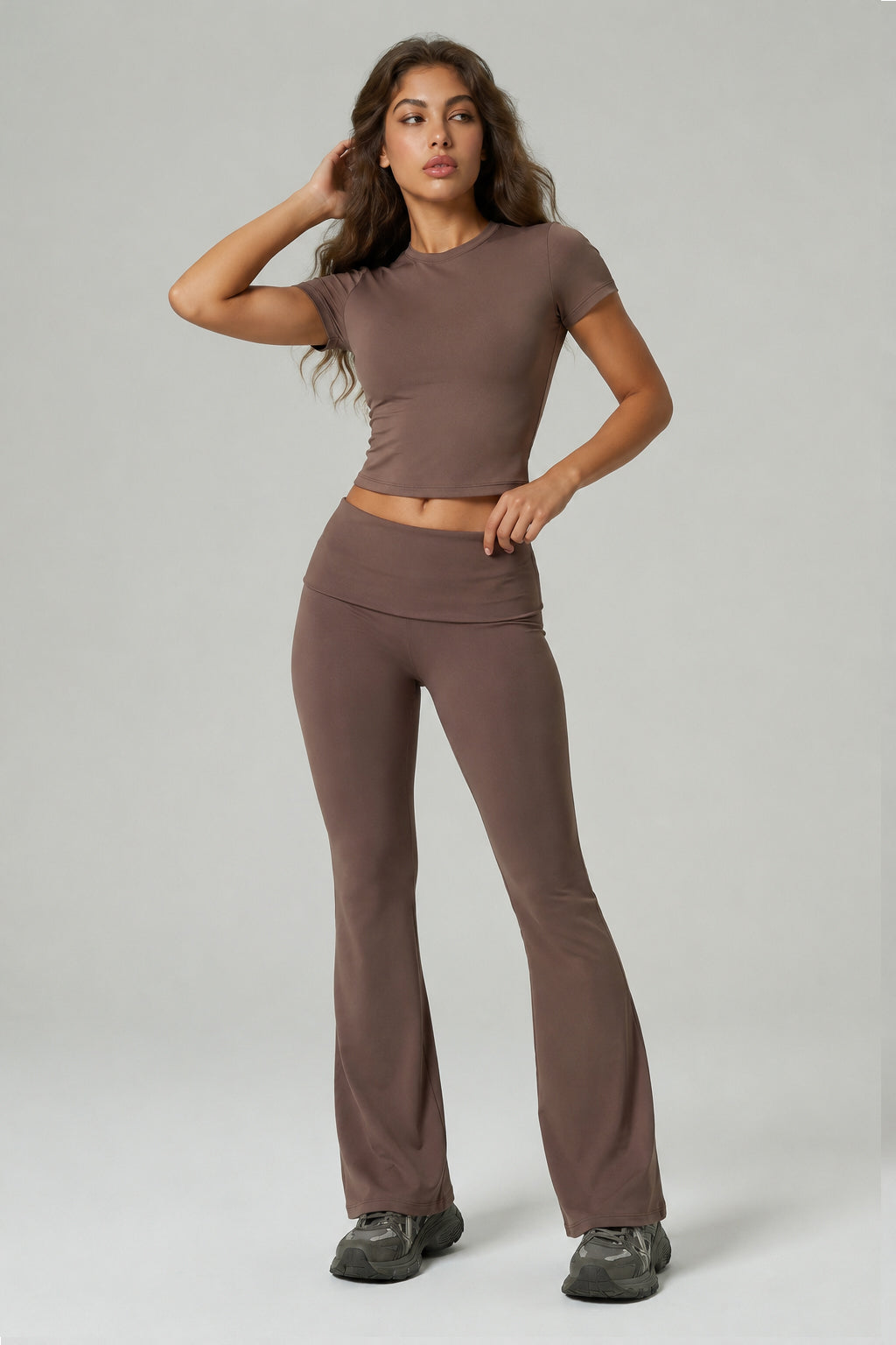 Sculpt Soft Second-Skin Short Sleeve Flared Leggings Set