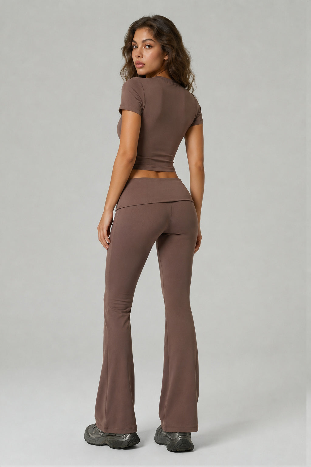 Sculpt Soft Second-Skin Short Sleeve Flared Leggings Set